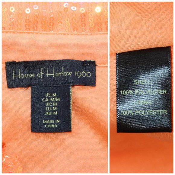 House of Harlow Sequin Wrap Mini Dress Orange Size M Cocktail Party - Picture 6 of 6